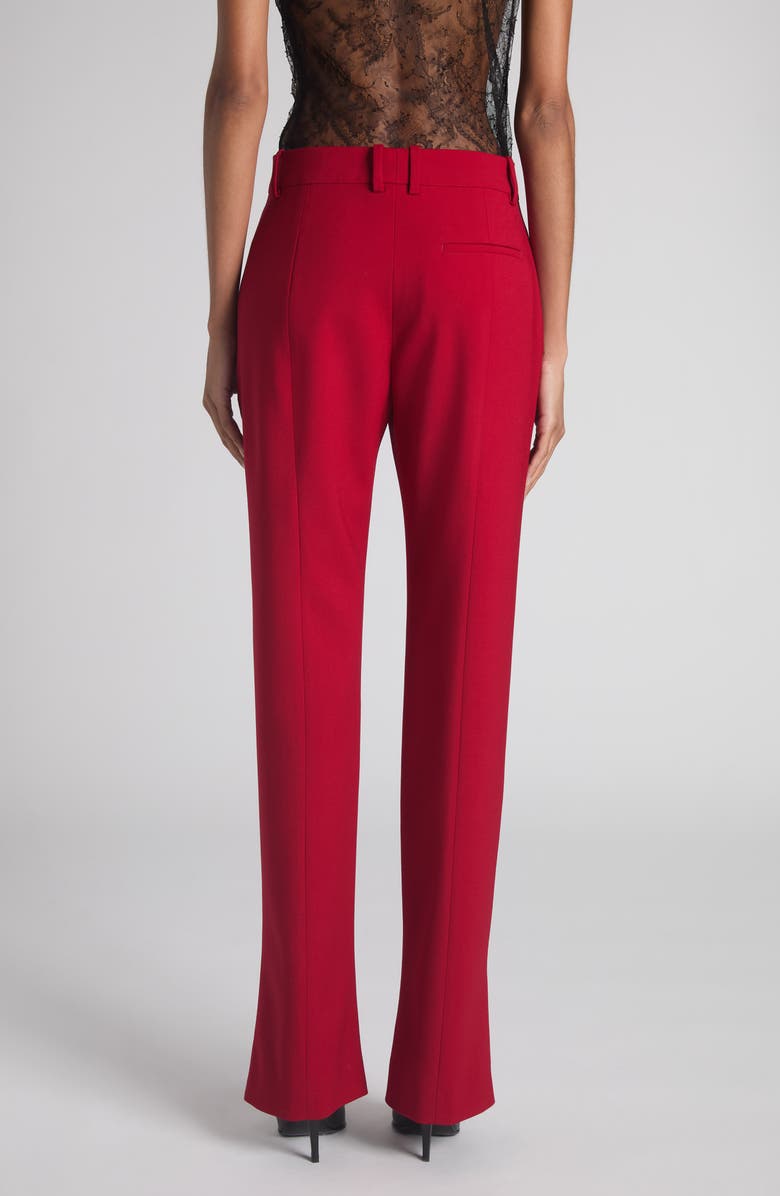 McQueen Pleated Straight Leg Wool Trousers, Alternate, color, Crimson