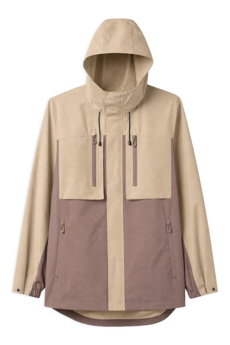 Elliott Water Resistant Two Tone Hooded Jacket, Alternate, color, SAND/MUSHROOM