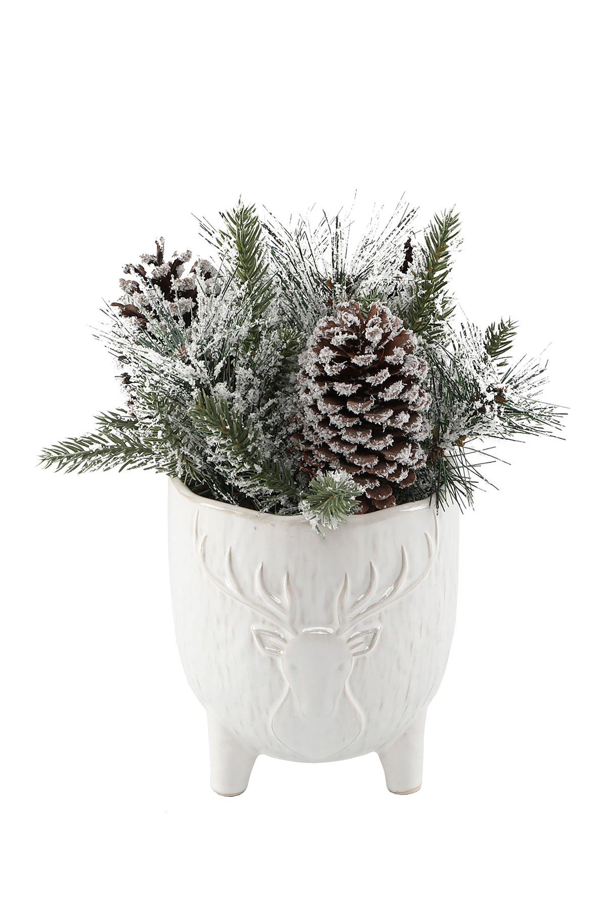 FLORA BUNDA Xmas Mix in 6" Stag Head Ceramic Footed Pot