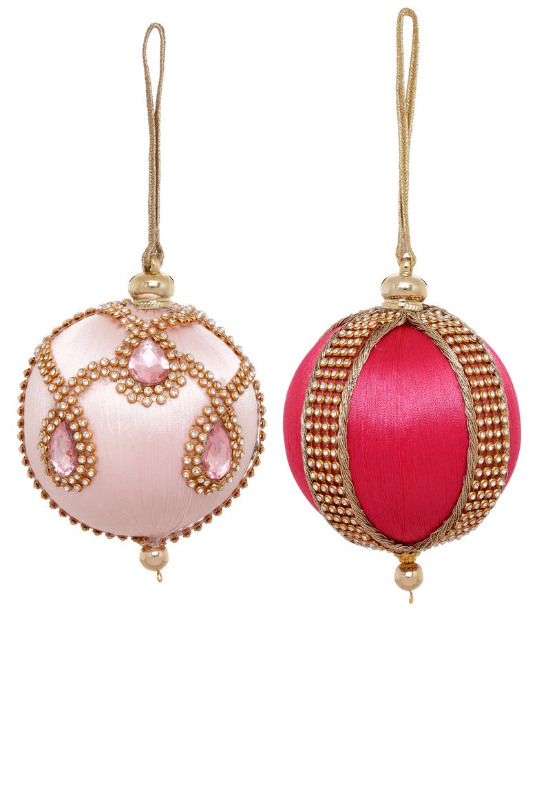 Jeweled Luxe Ornament, Set of 12, Main, color, Fuschia