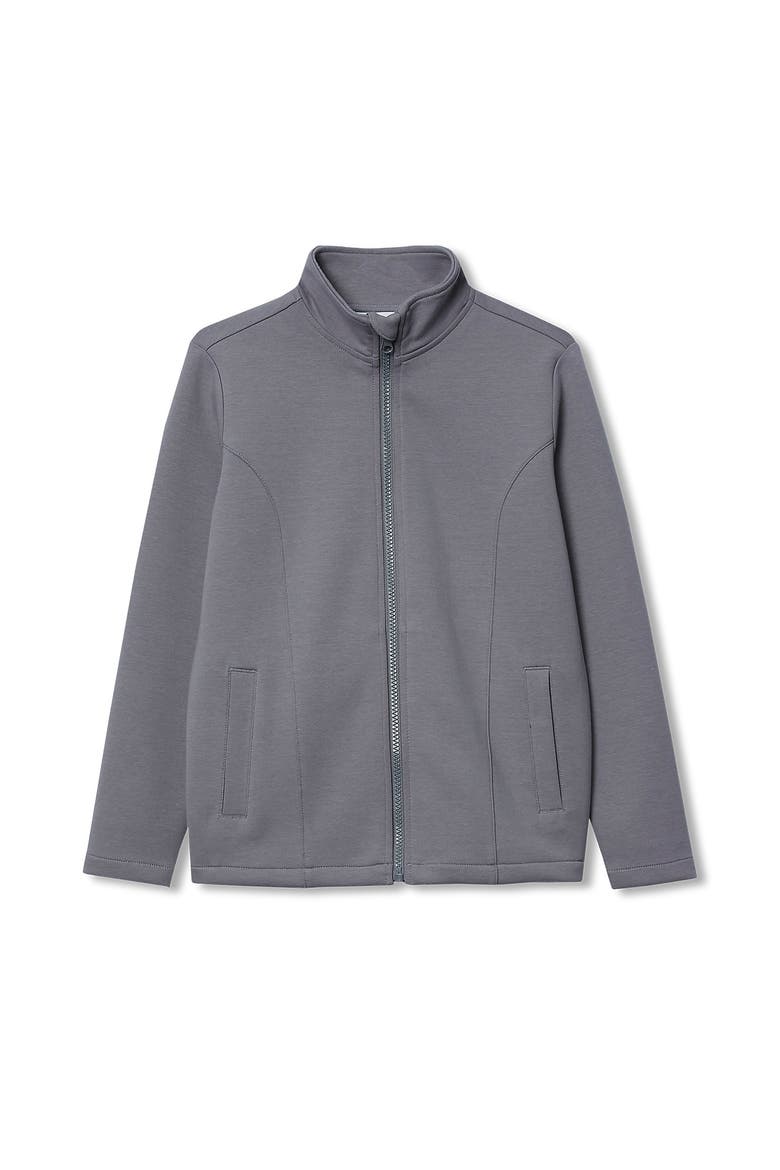 Boys Long Sleeve Knit Full Zip Mock Neck Sweatshirt, Main, color, Cocoon