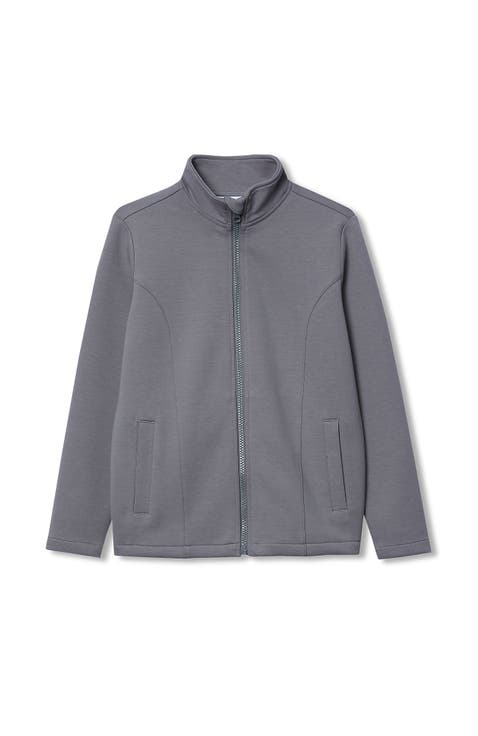 Boys Long Sleeve Knit Full Zip Mock Neck Sweatshirt