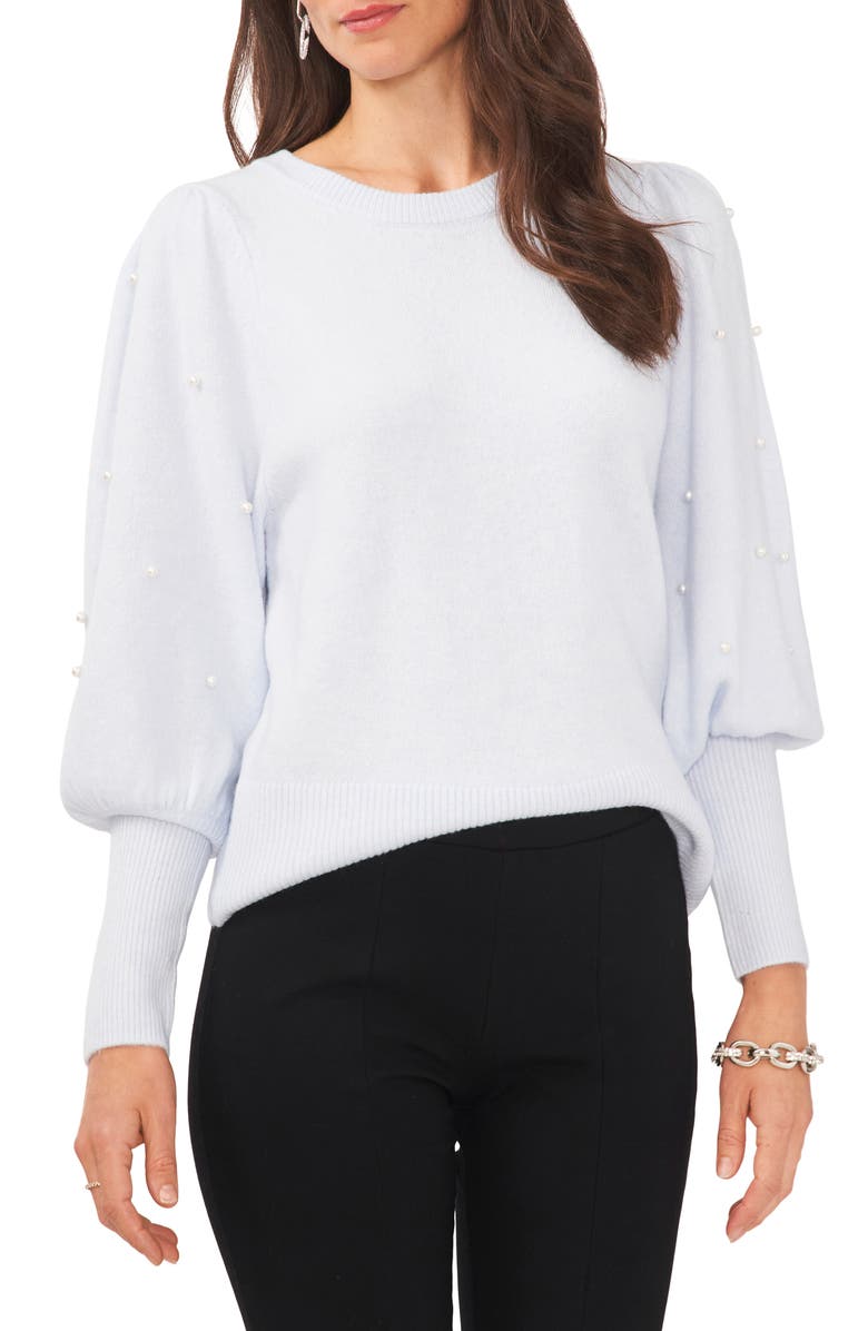 Chaus Imitation Pearl Juliet Sleeve Sweater, Main, color, 