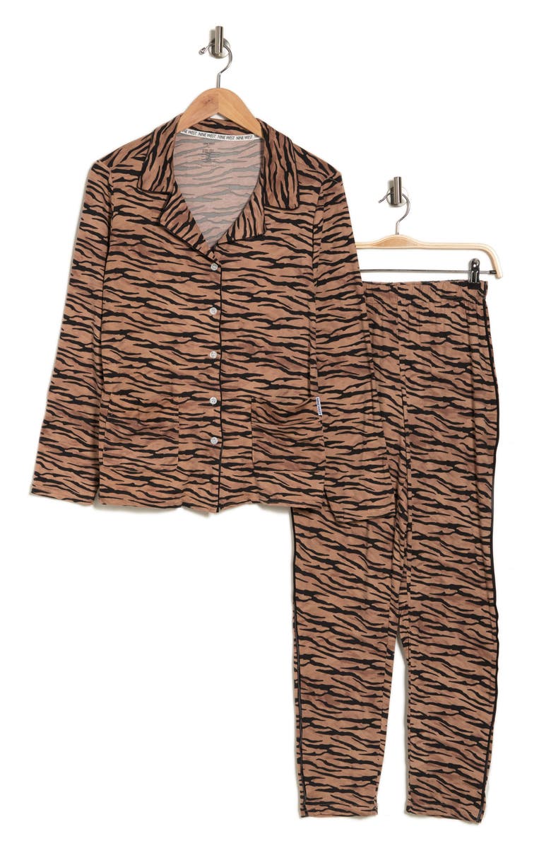Nine West Yummy Jersey Long Sleeve Top & Pants Pajamas, Alternate, color,