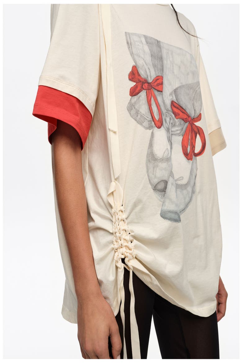 Ballerinas Logo Ruched T-Shirt, Alternate, color, VANILLA