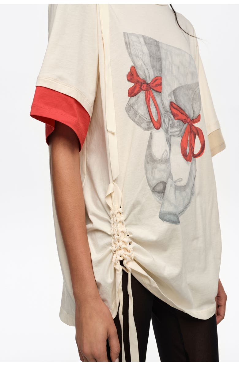 Bimba y Lola Ballerinas Logo Ruched T-Shirt, Alternate, color, Vanilla