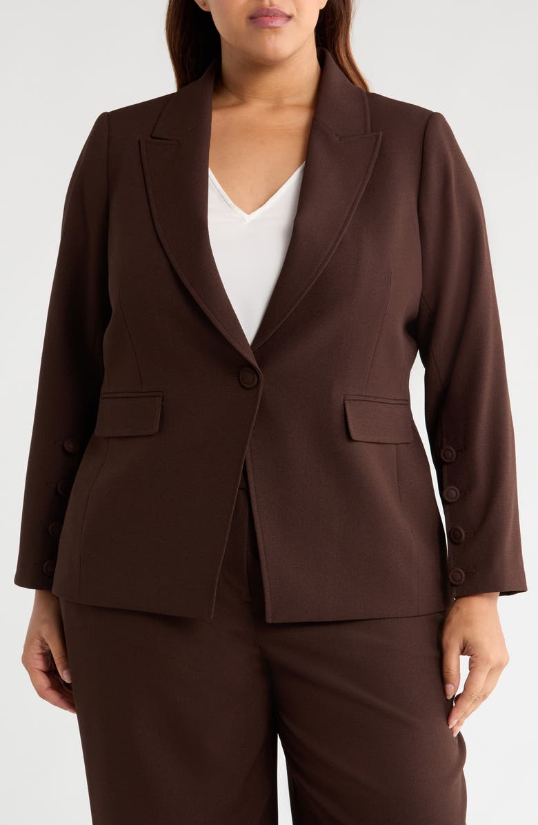 Tahari ASL One-Button Blazer, Alternate, color, Espresso