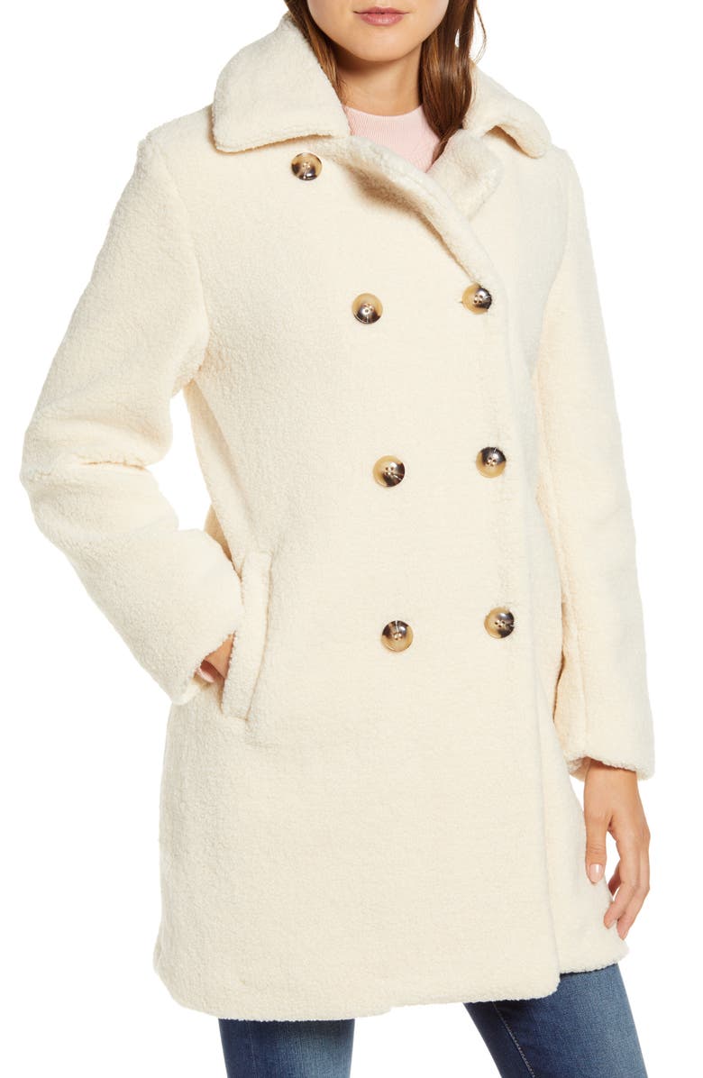 Rachel Parcell Faux Shearling Coat, Alternate, color, 