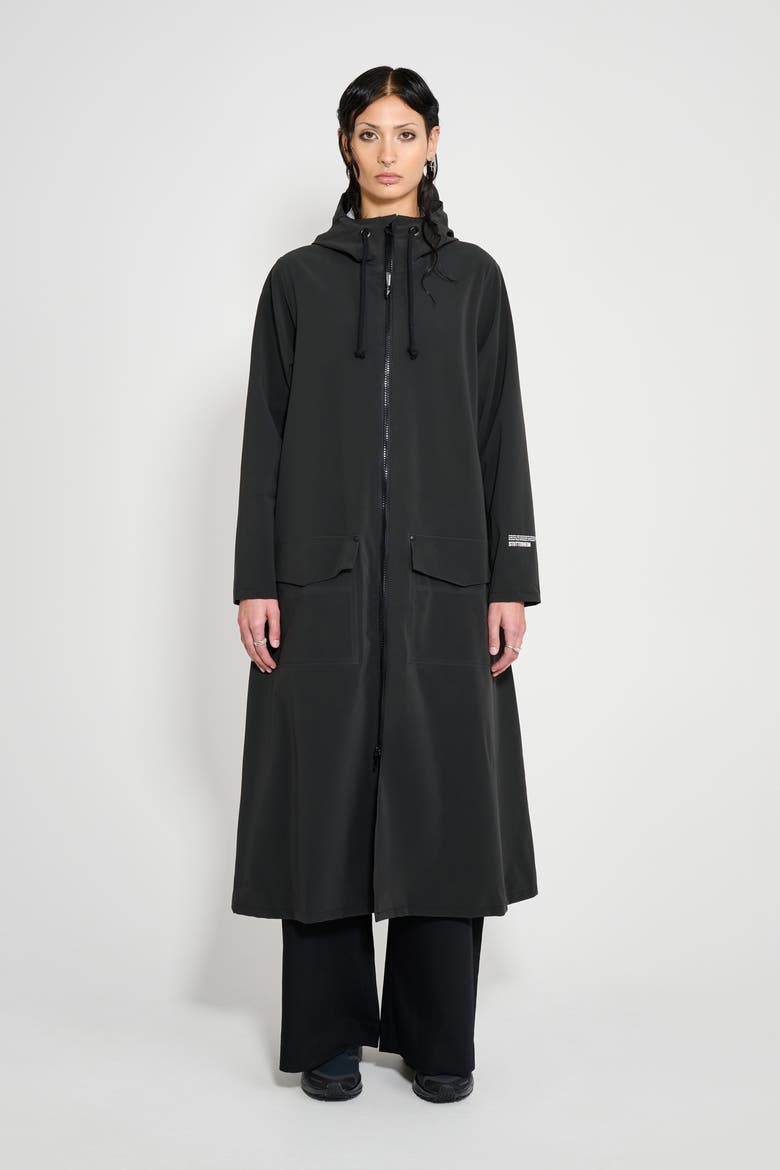 Mosebacke Long Patch Matte Raincoat, Main, color, Black