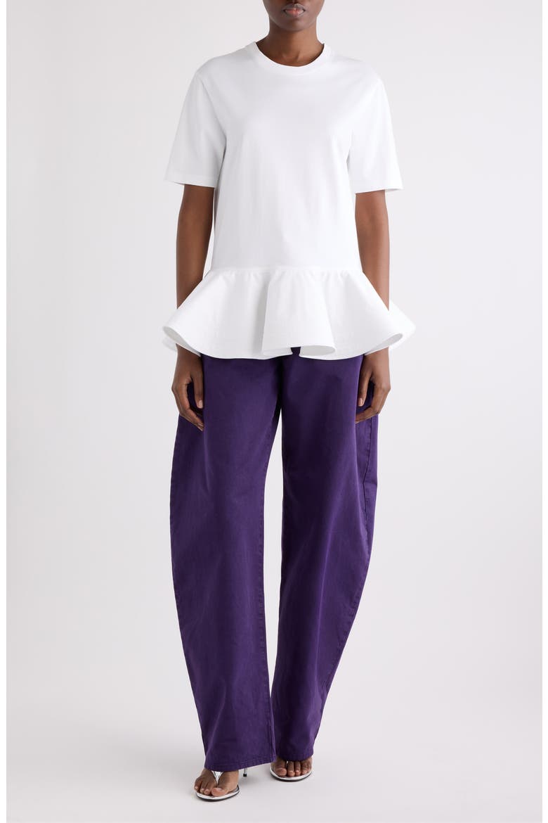 Crino Cotton Jersey Peplum T-Shirt, Alternate, color, BLANC