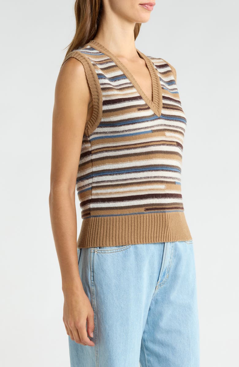 Veronica Beard Helenka Wool & Cashmere Blend Sweater Vest, Alternate, color, Dark Acorn Multi