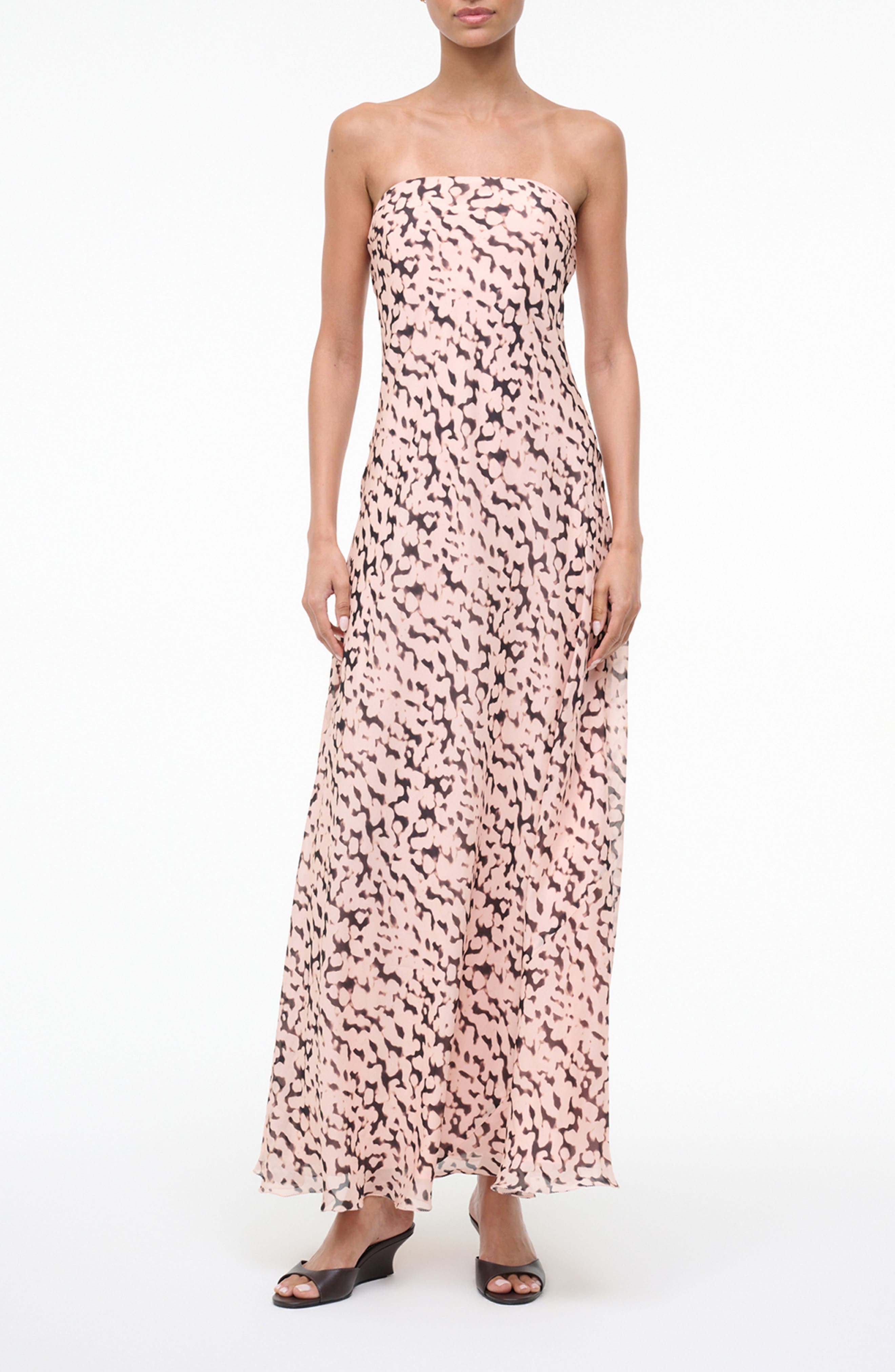 Cassie Abstract Silk Strapless Dress