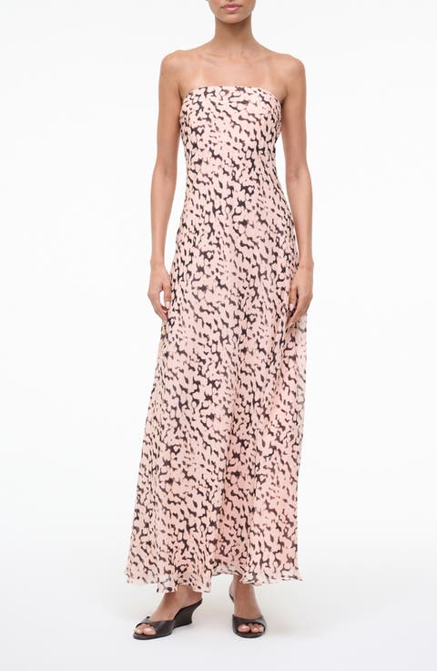 Cassie Abstract Silk Strapless Dress
