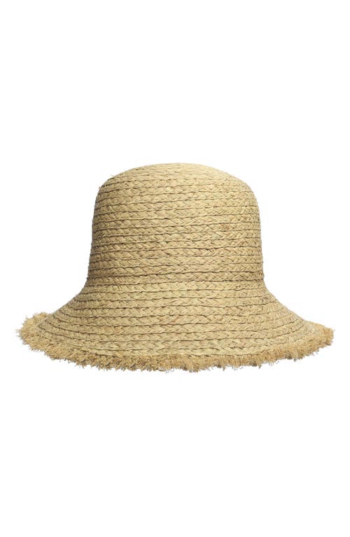 Frances Valentine Raffia Frayed Edge Bucket Hat In Neutral