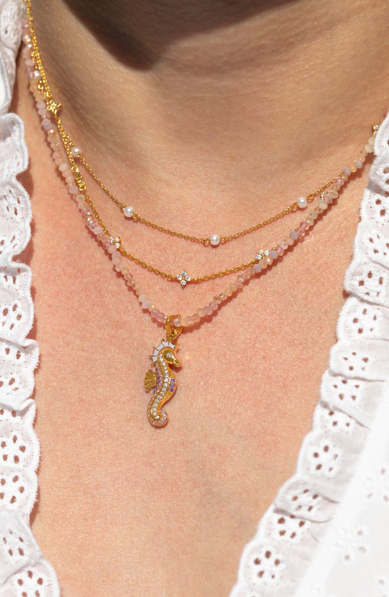 Girls Crew Pink Sands Beaded Necklace, Alternate, color, Gold