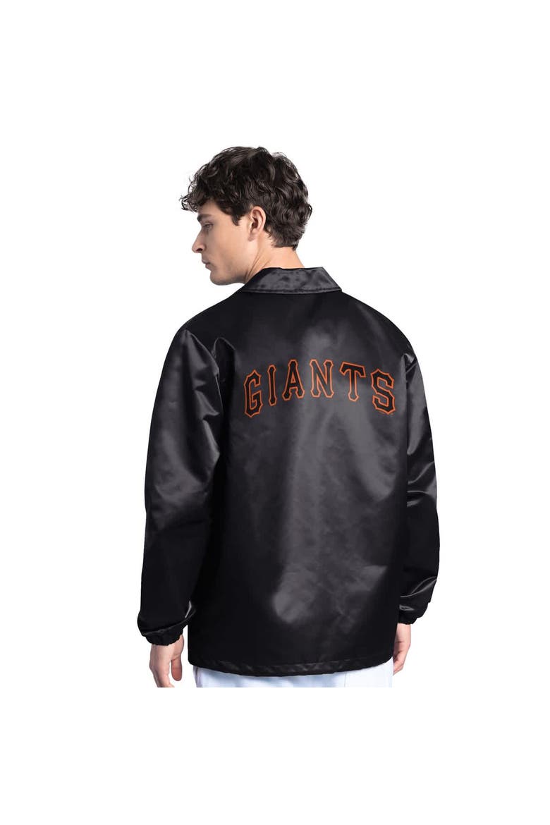 Men's Starter  Black San Francisco Giants Cooperstown Collection Point Man Full-Snap Coaches Jacket, Alternate, color, Black