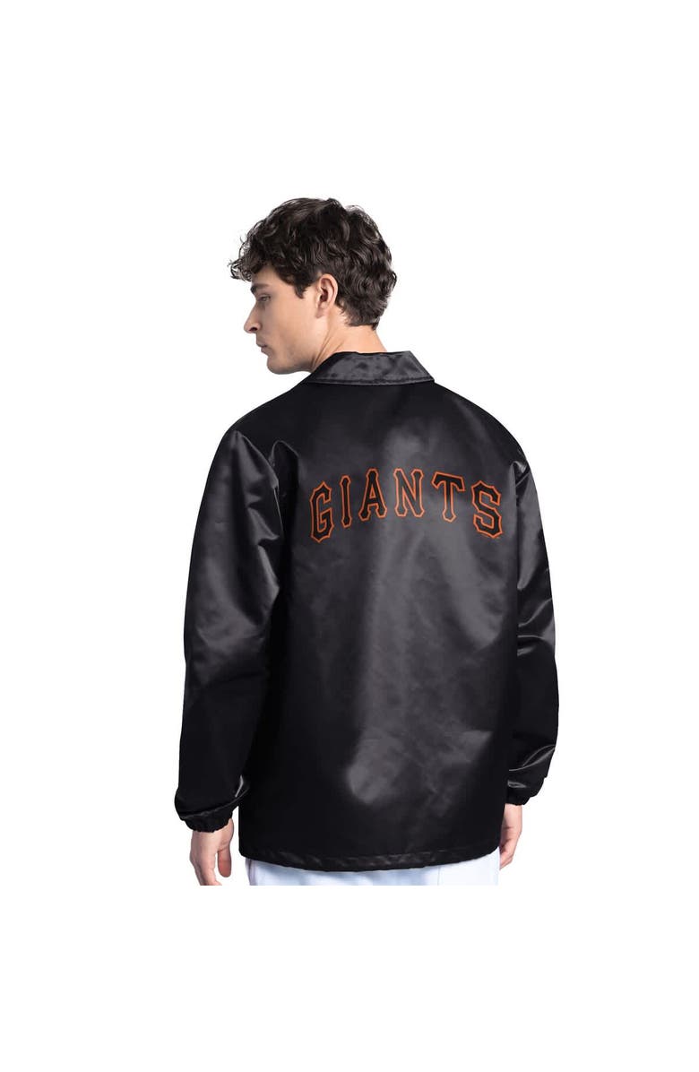 STARTER Men's Starter Black San Francisco Giants Cooperstown Collection Point Man Full-Snap Coaches Jacket, Alternate, color, Black