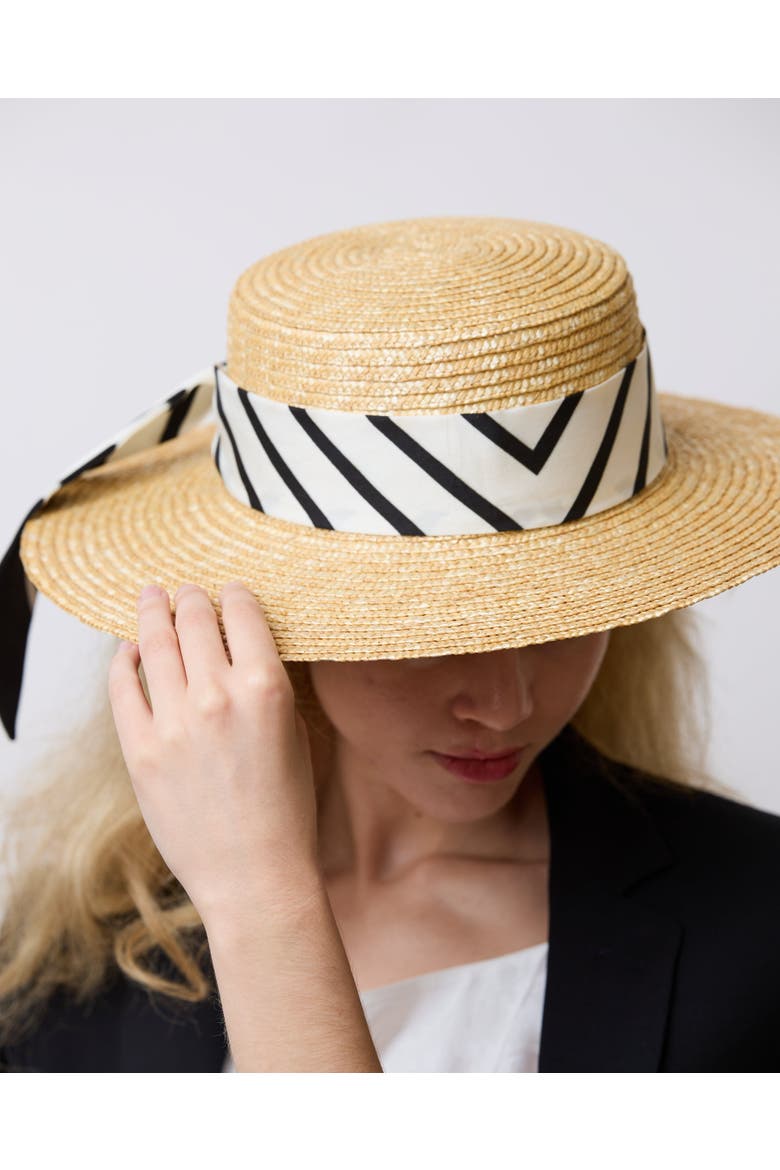 "La Mariniere" Silk Skinny Scarf, Alternate, color, Black and White