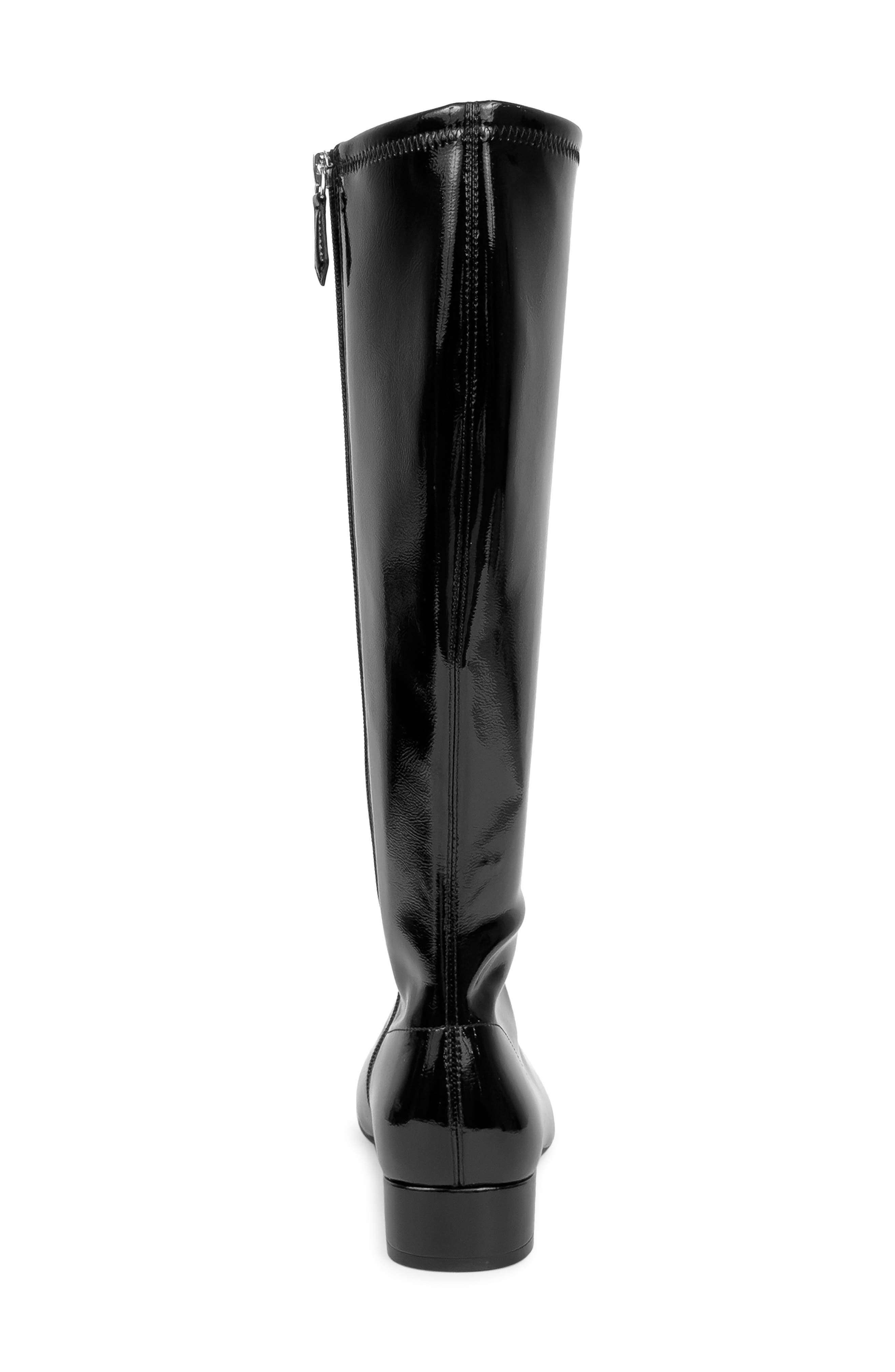 Aerosoles Nana Knee High Boot, Alternate, color, Black Stretch Crinkle Patent