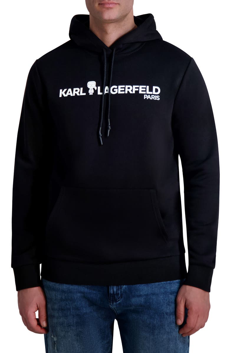 KARL LAGERFELD PARIS Logo Graphic Hoodie, Main, color,