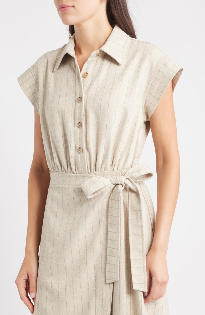 ZOE AND CLAIRE Tie Waist Shirtdress, Alternate, color, Beige