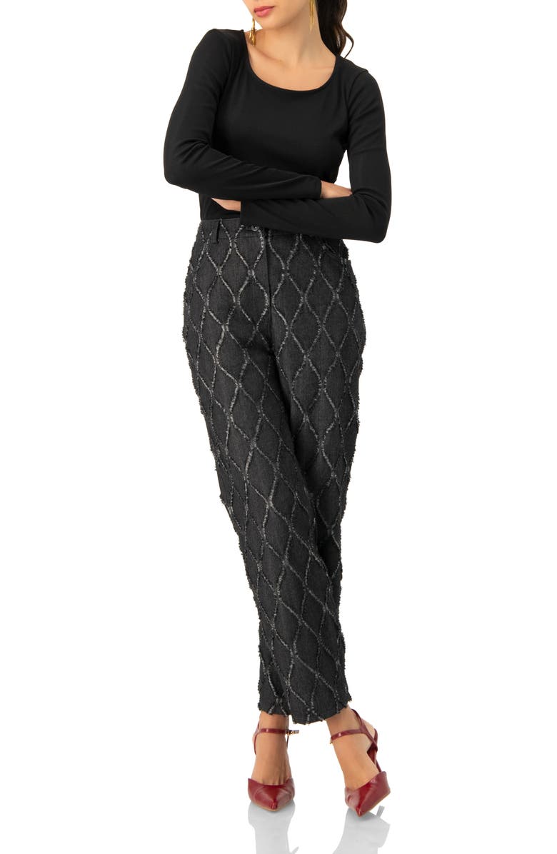 IVONNE Ribbed Long Sleeve Crop Top, Alternate, color, Black