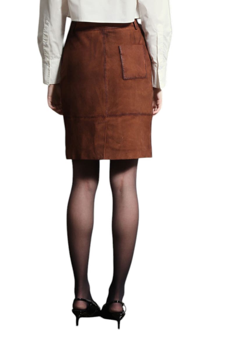 Piper High Waist Leather Skirt, Alternate, color, COGNAC