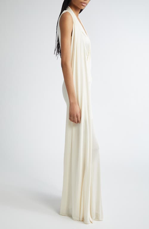Totême Toteme Overlapped Scarf Sheer Stretch Jersey Maxi Dress In Neutral