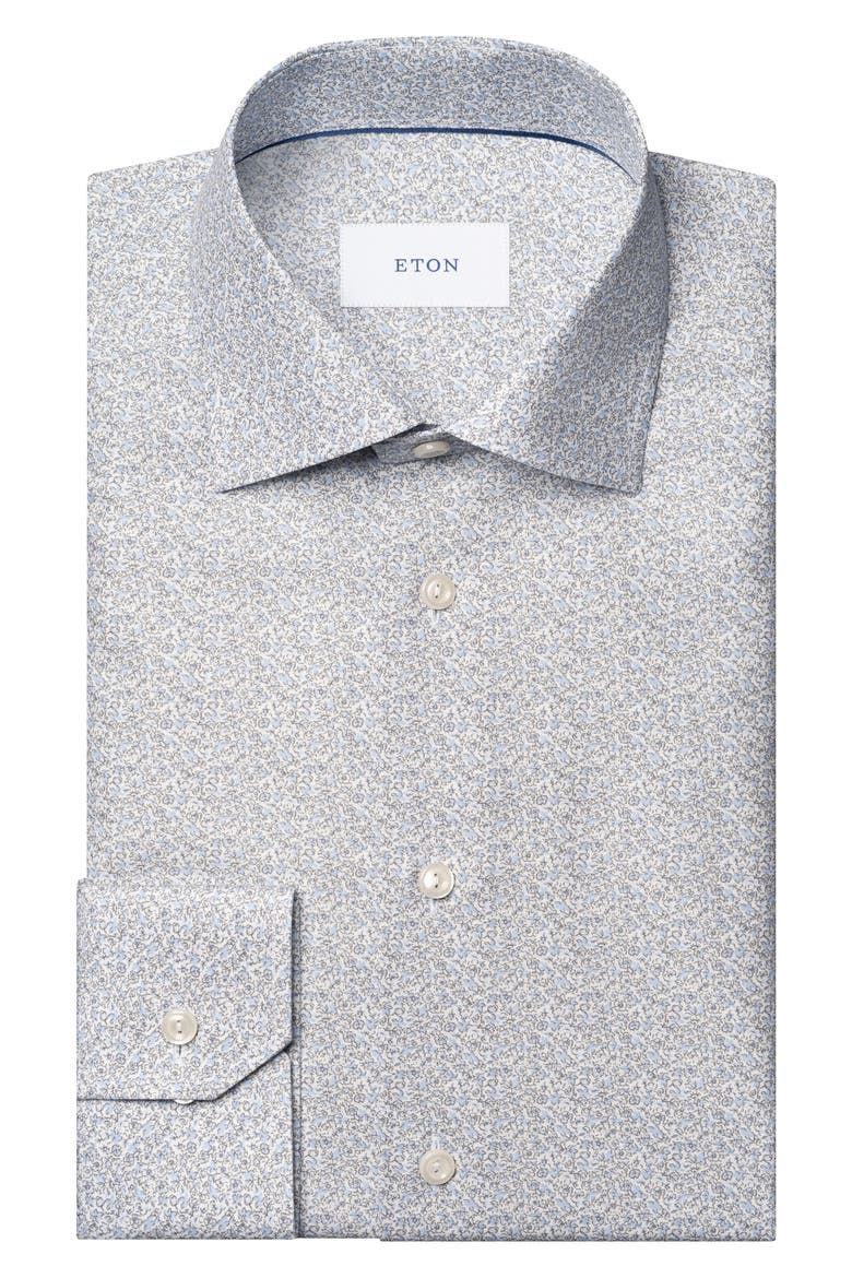 Slim Fit Floral Twill Button-Up Shirt, Alternate, color, MEDIUM BLUE
