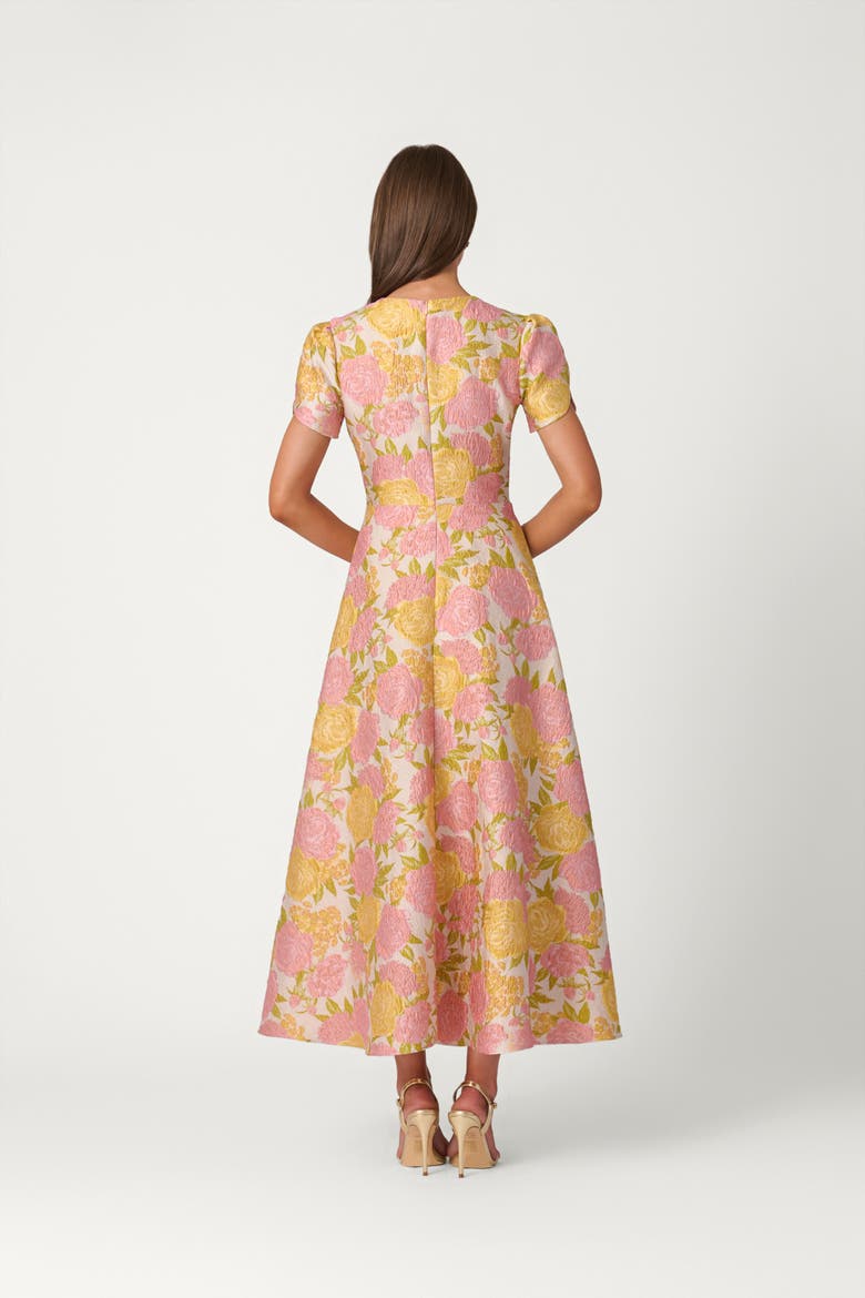 Midnight Sunset Floral Jacquard Vivianne Dress, Alternate, color, Amber/Blush