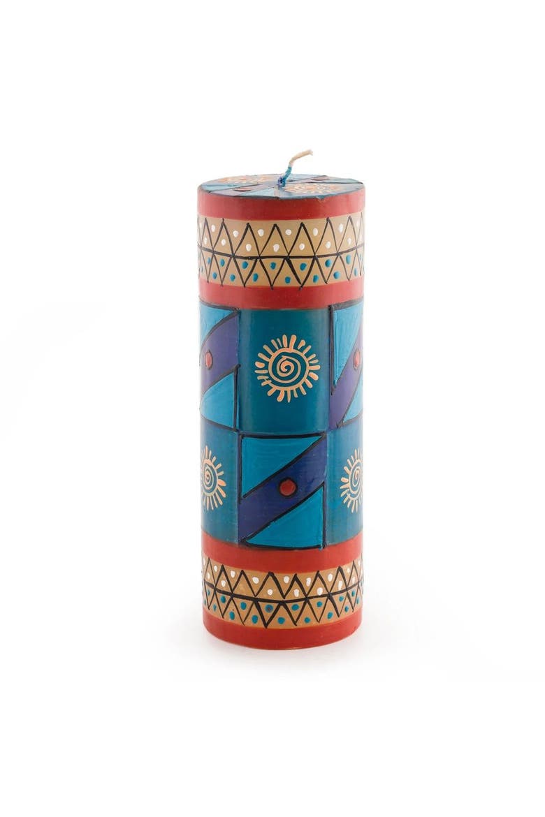 African Sky Painted Pillar Candle, Main, color, African Sky - 3x8"