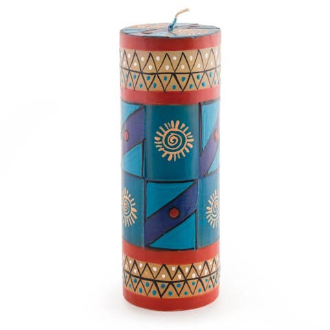 African Sky Painted Pillar Candle