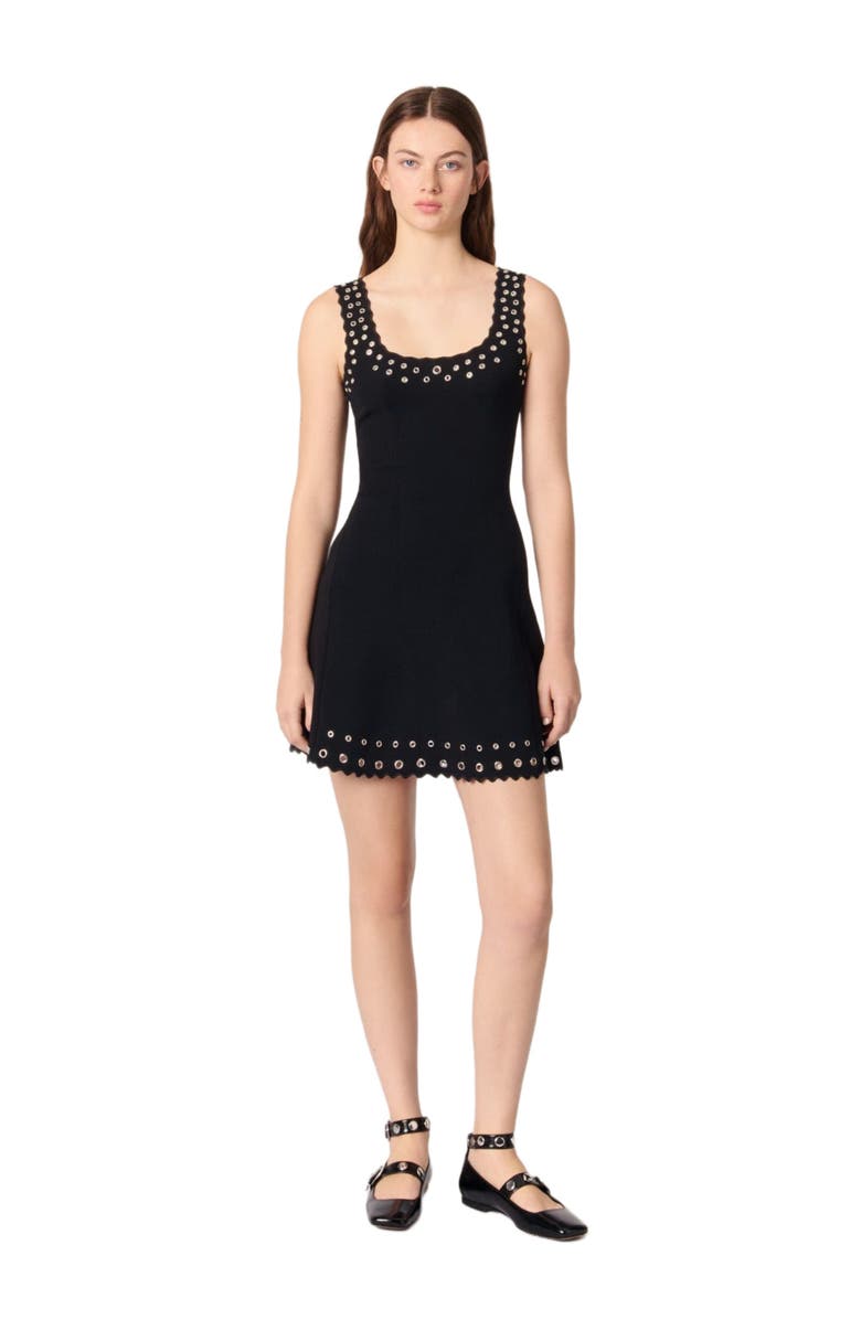 maje Mini eyelet knit dress, Main, color, 