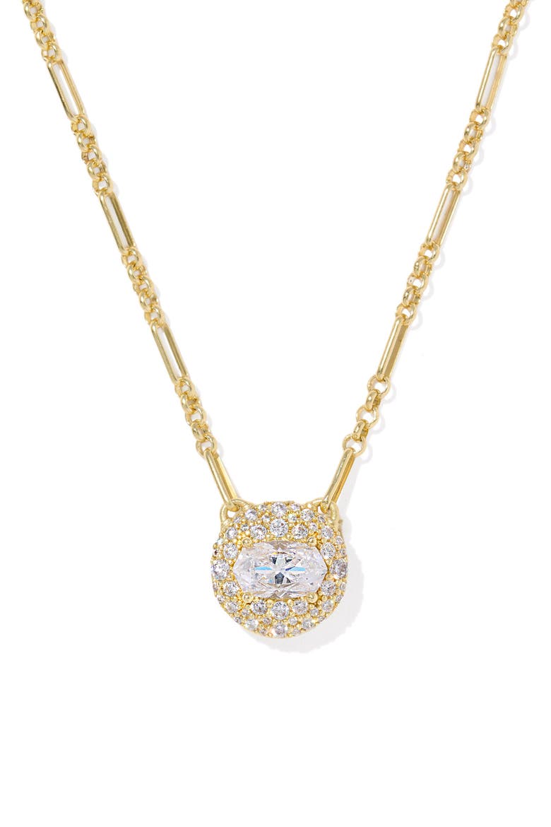 Bella Short Pendant Necklace, Main, color, GOLD WHITE CUBIC ZIRCONIA