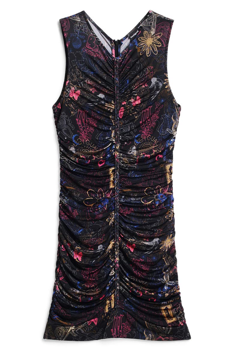 Graffiti Print Body-Con Minidress, Alternate, color, BLACK