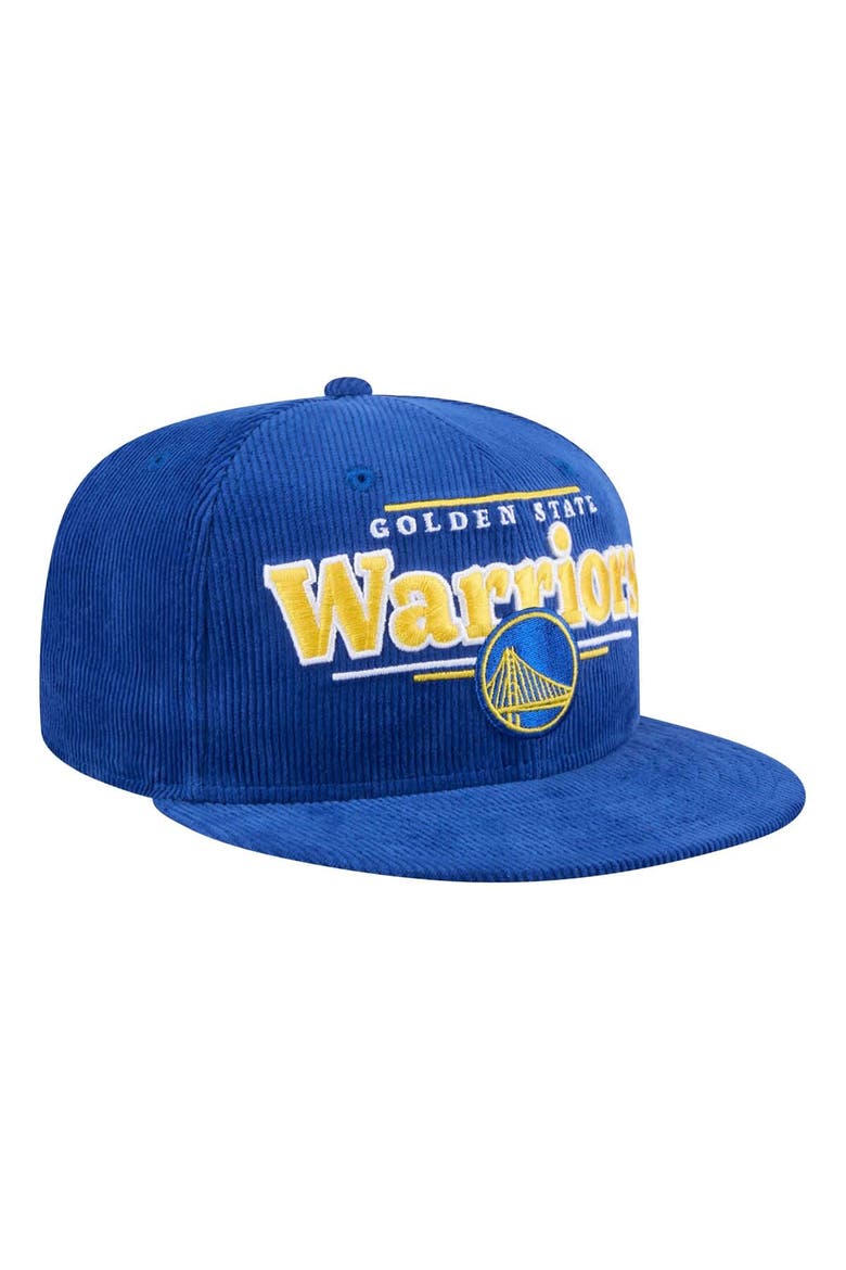 Men's New Era Royal Golden State Warriors Throwback Display Corduroy 9FIFTY Snapback Hat, Alternate, color, Royal
