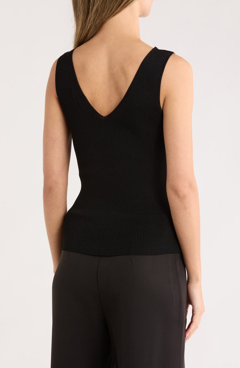 T Tahari V-Neck Sleeveless Rib Knit Top, Alternate, color, 