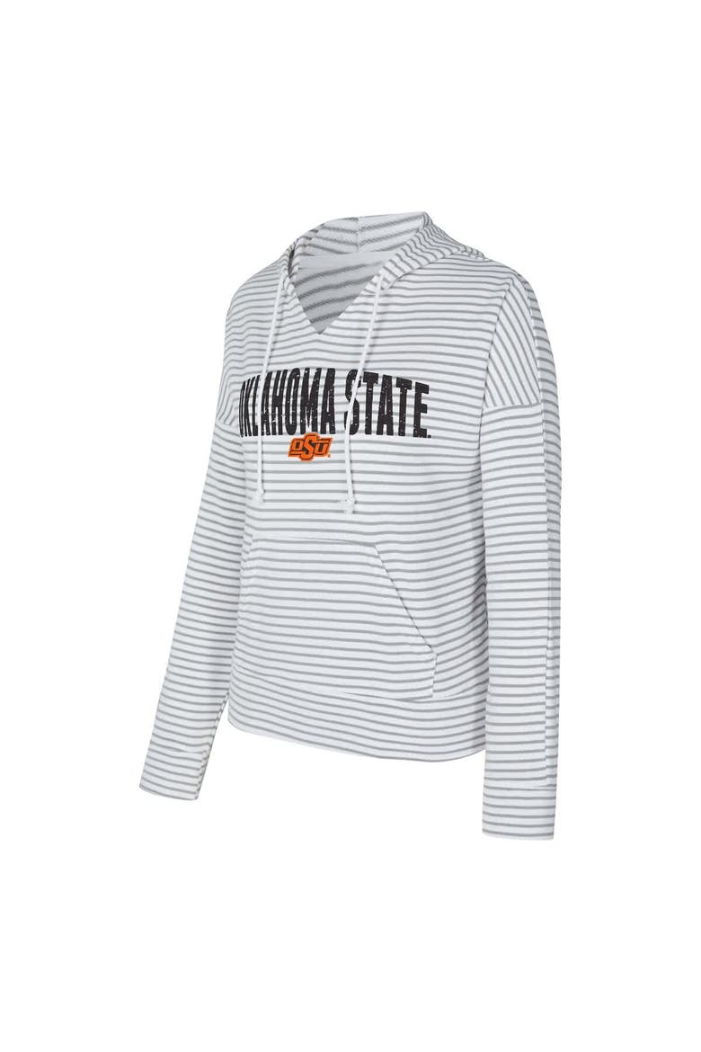 Men's Concepts Sport  White/Gray Oklahoma State Cowboys French Terry Striped V-Neck Pullover Hoodie, Alternate, color, White