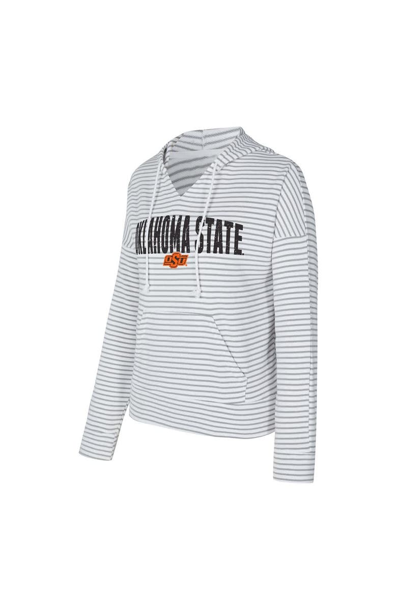 CONCEPTS SPORT Men's Concepts Sport White/Gray Oklahoma State Cowboys French Terry Striped V-Neck Pullover Hoodie, Alternate, color, White
