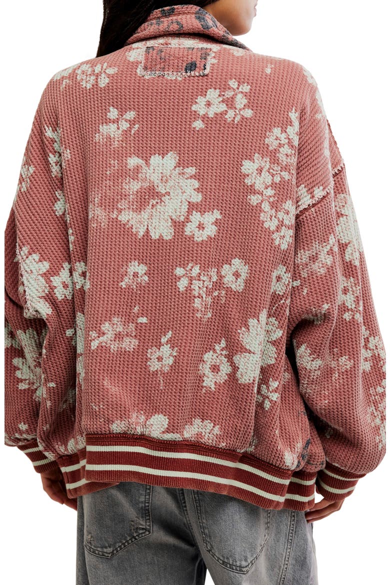 Print Mix Waffle Knit Cardigan, Alternate, color, WHISPER PINK COMBO