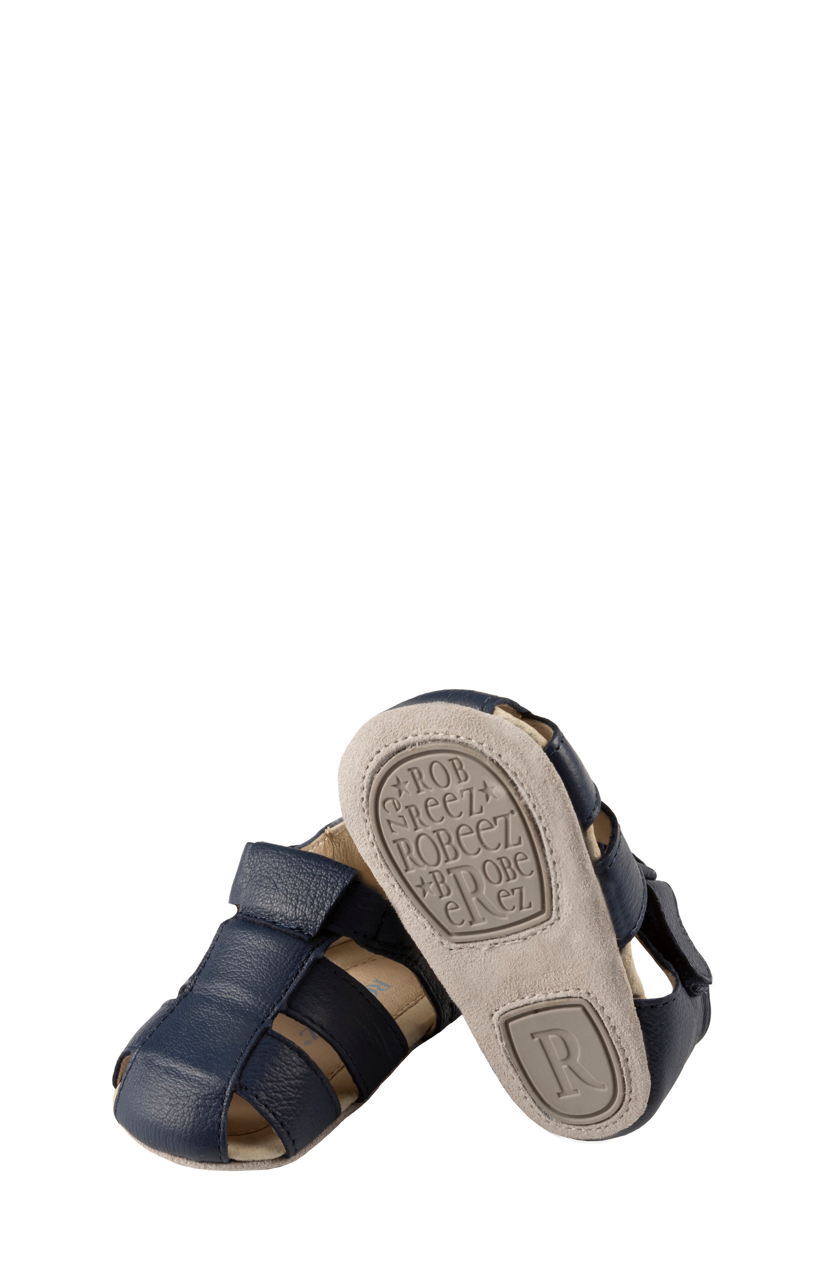 Robeez<sup>®</sup> Mathew Crib Sandal, Alternate, color, Navy