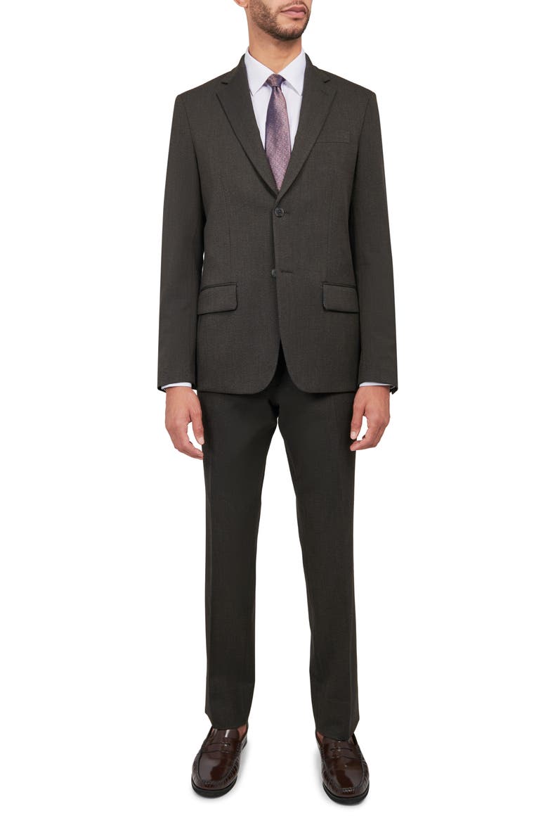 Tailored Slim Fit Textured Suit, Main, color, BROWN