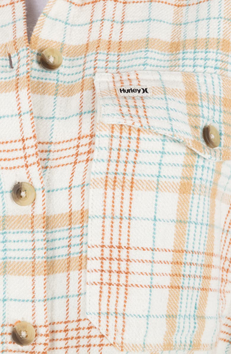 Hurley Roam Boxy Flannel Button-Up Shirt, Alternate, color, Tofu