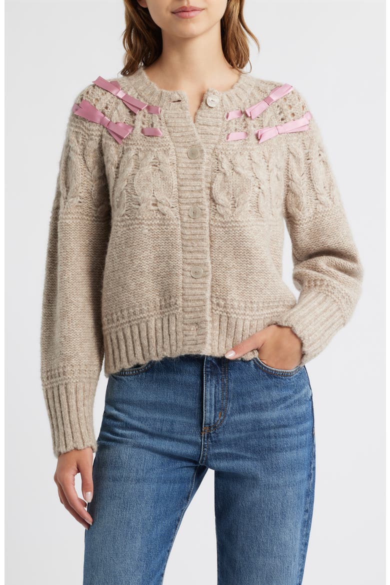 Clementian Alpaca & Wool Blend Cardigan, Main, color, OATMEAL MELANGE