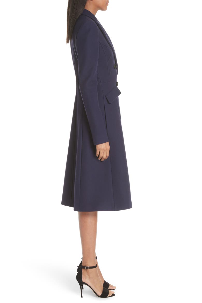 Wool Blend Double Breasted Coat, Alternate, color, BERRY BLUE
