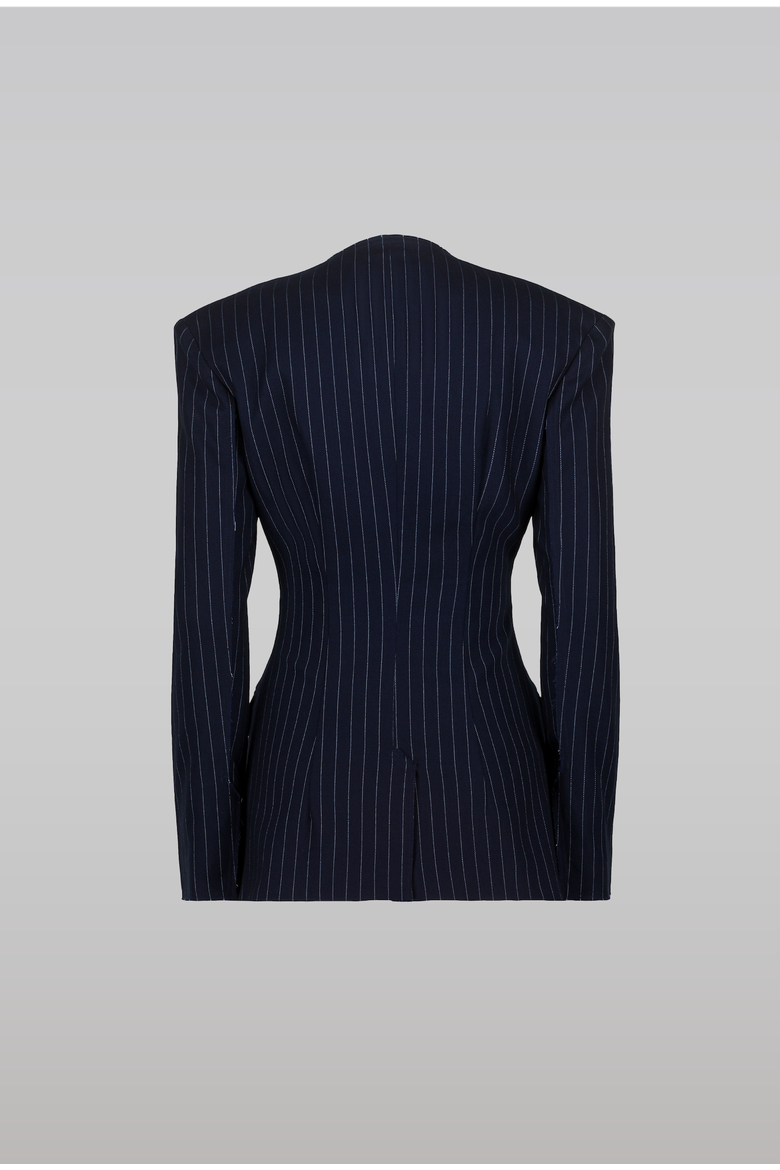 Pinstripe Suit Jacket, Alternate, color, Navy