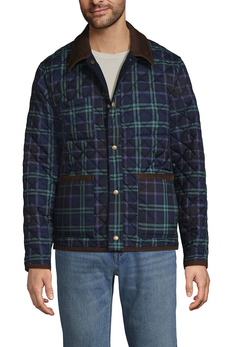 Reversible Insulated Barn Jacket, Alternate, color, Radiant Navy/Navy Plaid