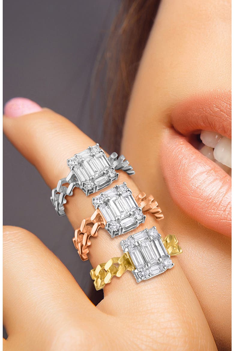 Clarity Cube Diamond Link Ring, Alternate, color, 18K RG