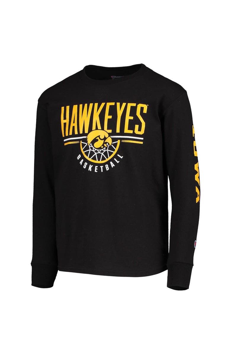 Champion Youth Champion Black Iowa Hawkeyes Basketball Long Sleeve T-Shirt, Alternate, color, 
