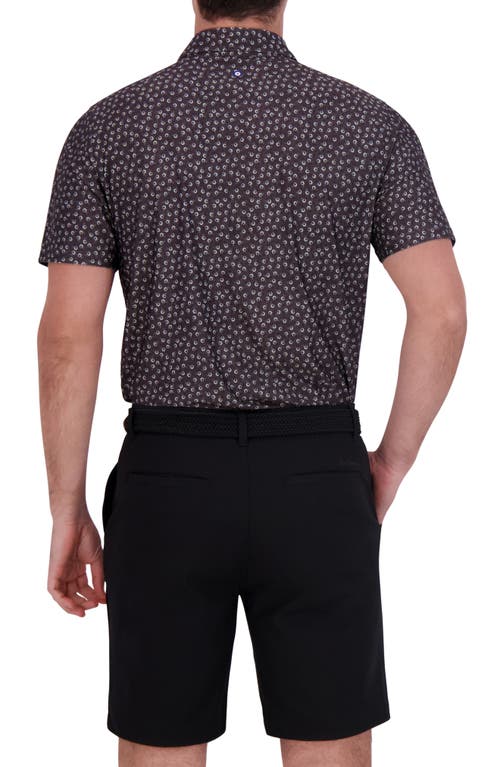 Ben Sherman Shadow Geo Print Stretch Tech Polo In Black